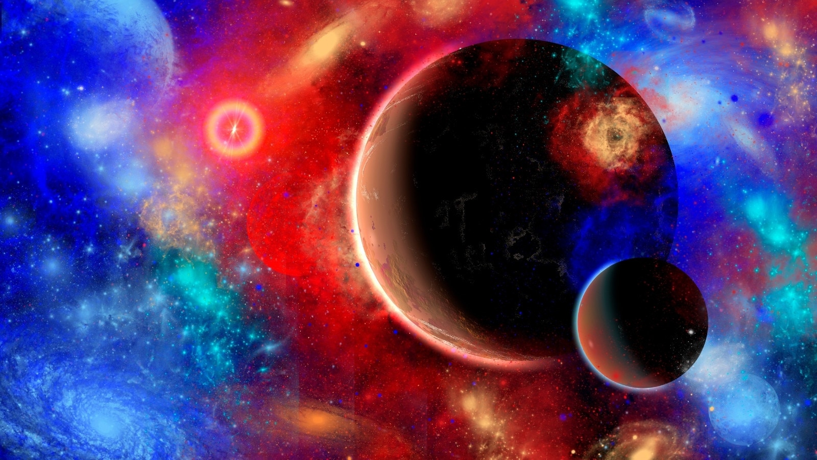 Illustration of two celestial planets