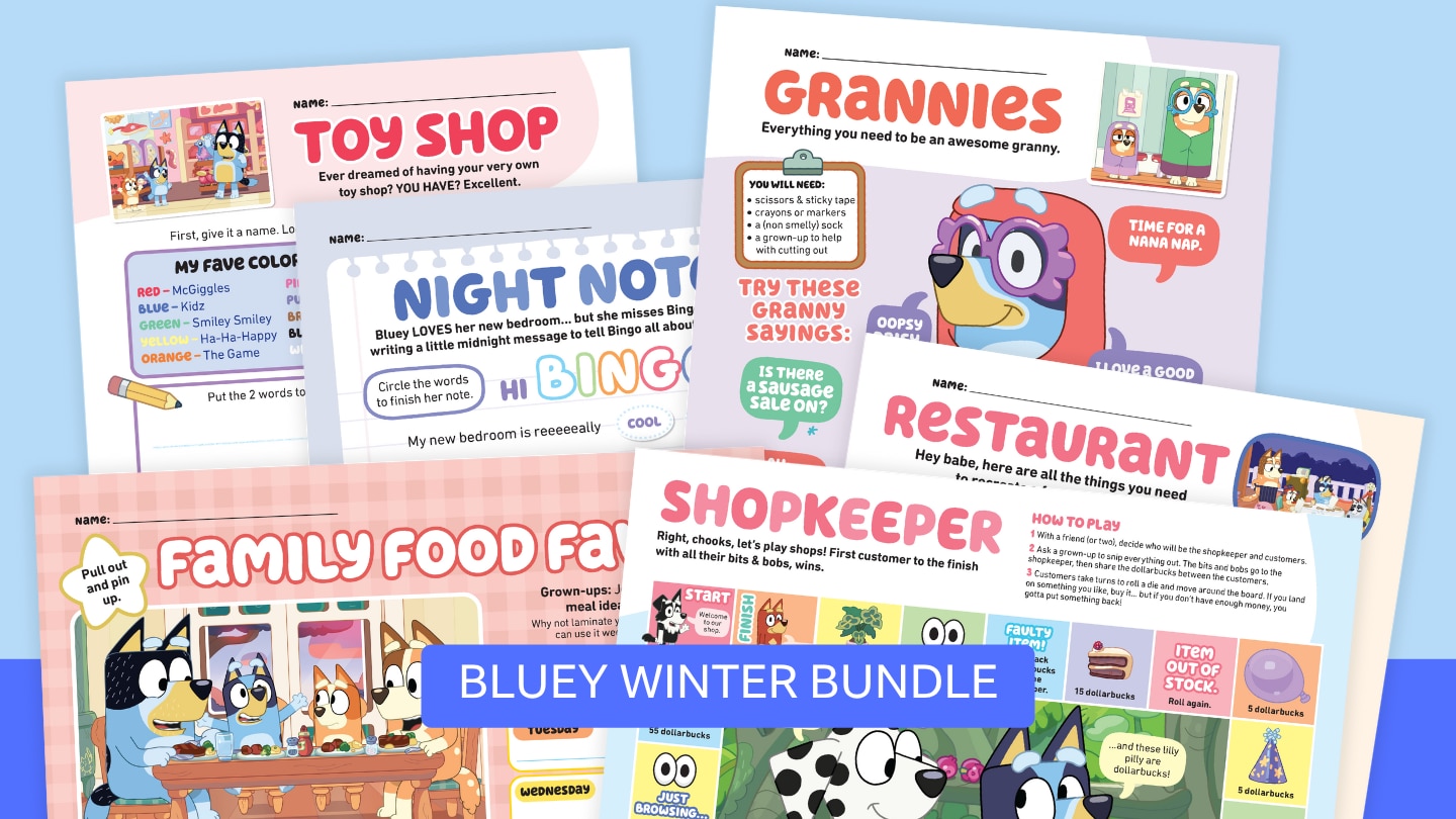 Bluey Winter Fun: 12 Free Printables for Home and School